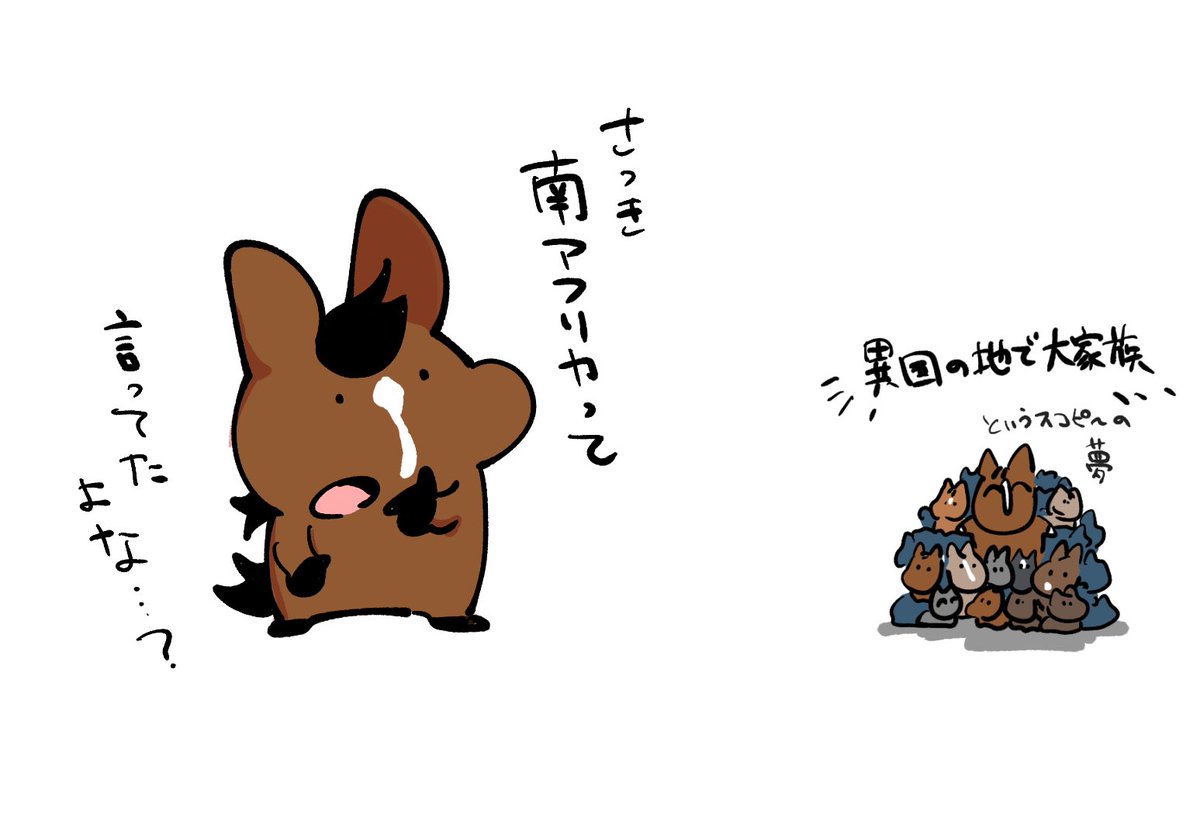 随分遠い所へ行っちゃうんだね🥲
種牡馬生活がんばれすこぴ…！