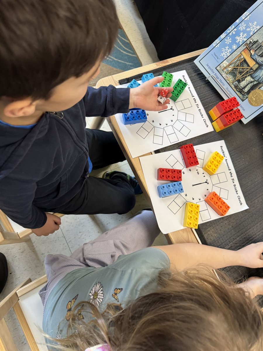 AnitaBaudoux's tweet photo. Our Grade 1s played Rocking Around the #SixBricks Clock—rolling 2 dice, using mental math strategies to add, and racing to fill their clock. @StMonicaOCSB #ocsbMath https://t.co/O2TBRY30Og