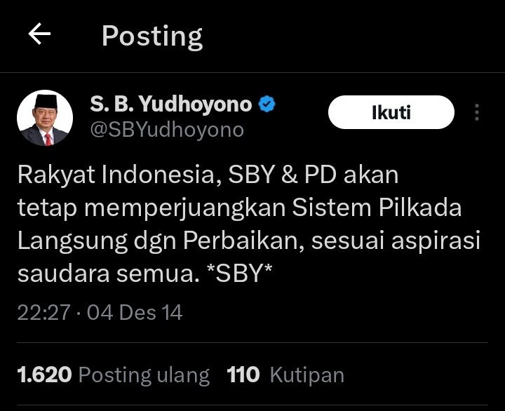 Dear teman² pro pilkada via DPRD.
saya berikan saran, agar argumen kalian kuat.

<a href="/Gerindra/">Partai Gerindra</a>
<a href="/DPP_PKB/">DPP PKB</a>
<a href="/golkarpedia/">#GolkarSolid</a>
@/PAN
<a href="/PDemokrat/">Partai Demokrat</a>

ambil saja contoh Pemprov <a href="/DKIJakarta/">Pemprov DKI Jakarta</a>, yang bupati dan walikotanya dipilih langsung oleh gubernur. 

DKI Jakarta, jadi daerah paling oke.
ekonomi