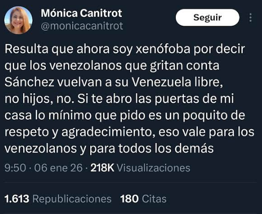 TaisonTV's tweet photo. -La izquierda: Refugees Welcome

-Derecha: Si cometen delitos que los deporten
-La IZQ: Fascistas! no hay que echarlos, hay que darles un cursillo, pobrecitos son nuestros niños

-Venezolanos: Viva Trump!
-La IZQ: Vuelve a tu pais! Deportadlos!

Es lo mas Hitleriano que vi nunca https://t.co/kIOsA3ZYd6