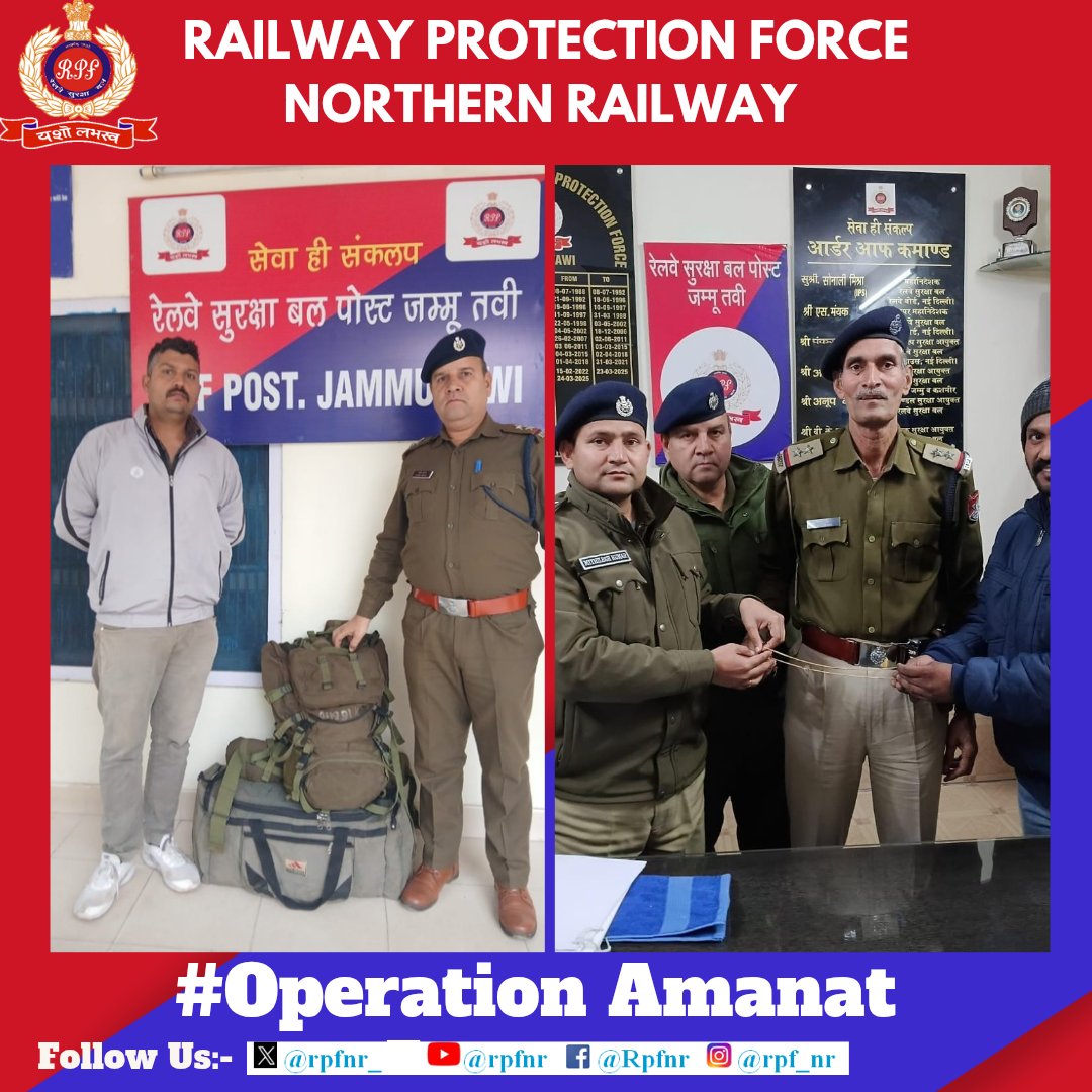 rpfnr_'s tweet photo. *We value your valuables*

Under #OperationAmanat 
#RPF NR located unclaimed bags and other valuable articles and returned to their rightful owners. @AshwiniVaishnaw @RailMinIndia @RailwayNorthern @RPF_INDIA https://t.co/183ieErIPB