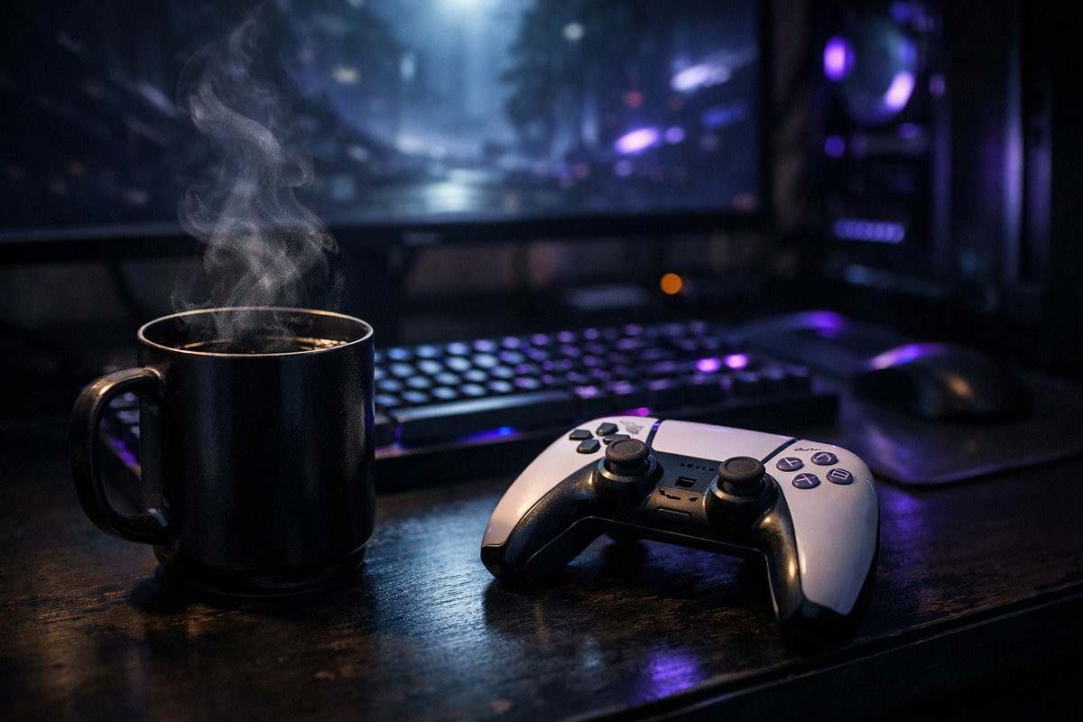liezack_'s tweet photo. Morning. ☕🎮
Coffee poured. Controller ready.
PC’s already judging me.
Let’s work. https://t.co/gdRhsmsAoG