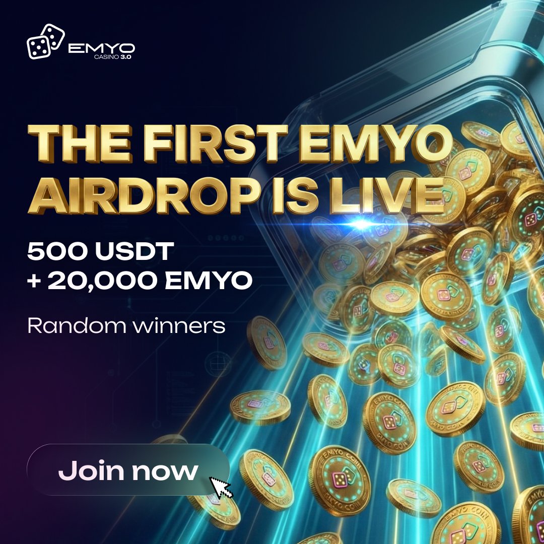Emyocoin's tweet photo. 🎁 THE FIRST EMYO AIRDROP IS OFFICIALLY LIVE!

💰 500 USDT + 20,000 EMYO are up for grabs
🏆 50 lucky winners will be selected at random

The winners will be chosen transparently using a random draw on January 15th, 2026.

Let’s make this big.

Good luck to everyone https://t.co/J2EoT1PHXc