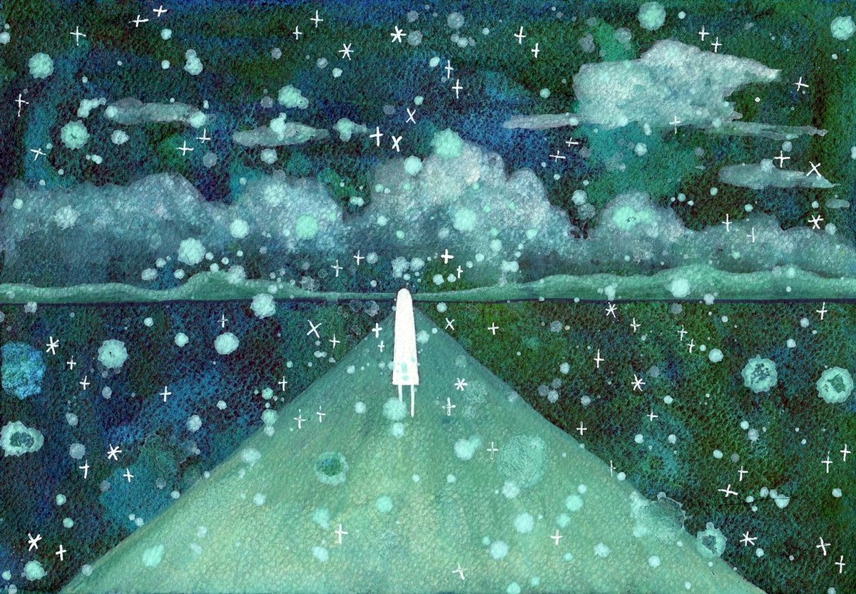 「水平線」
透明水彩・不透明水彩・水彩紙