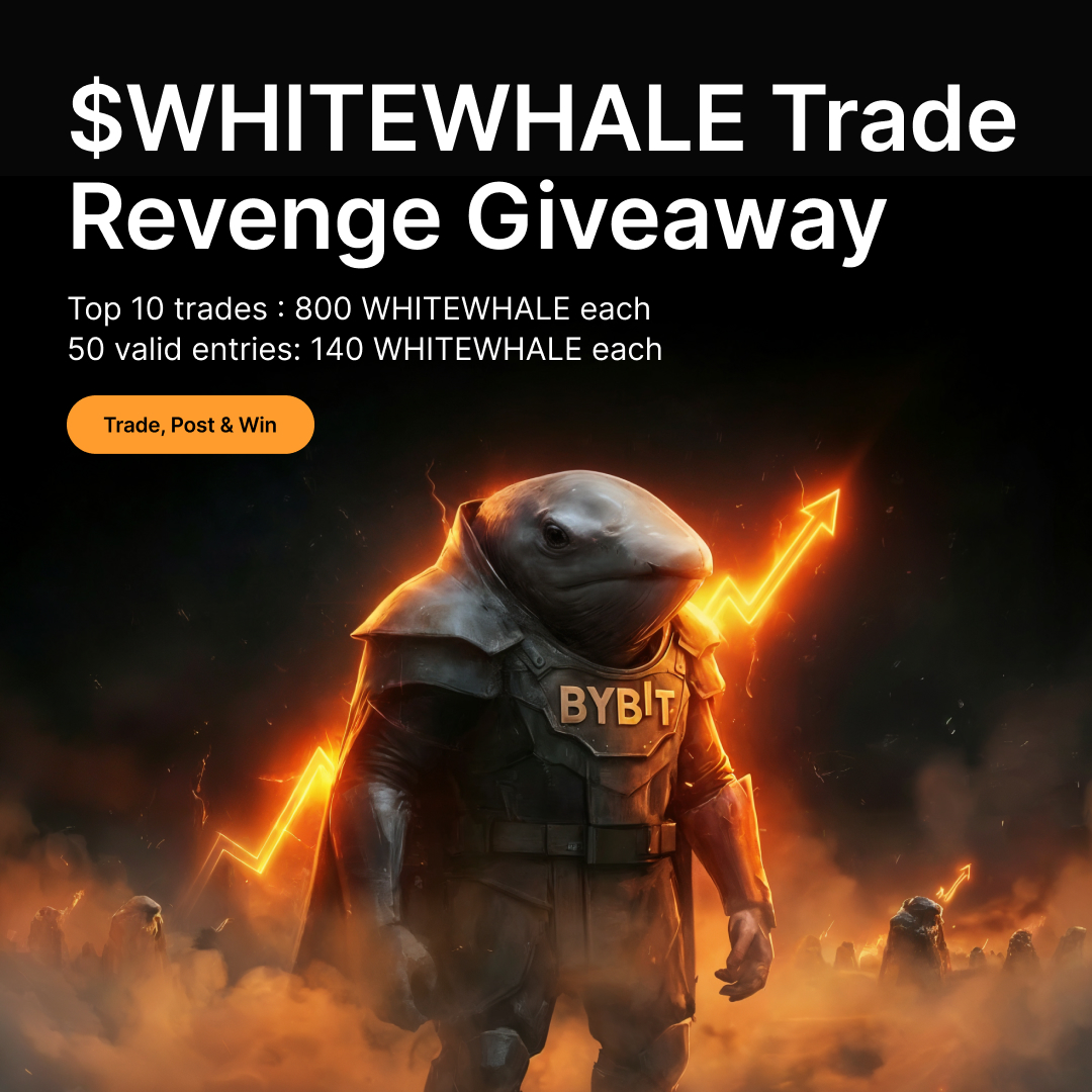 #WhiteWhaleTradeRevenge 7 day Giveaway! 
1- Trade any amount of $WHITEWHALE on Bybit Spot.
2- Reply/Quote this post with a screenshot of your trade (Blur balance if needed) with your own "revenge note"
3- Use the #WhiteWhaleTradeRevenge, Tag a friend, and follow <a href="/Bybit_Official/">Bybit</a>.