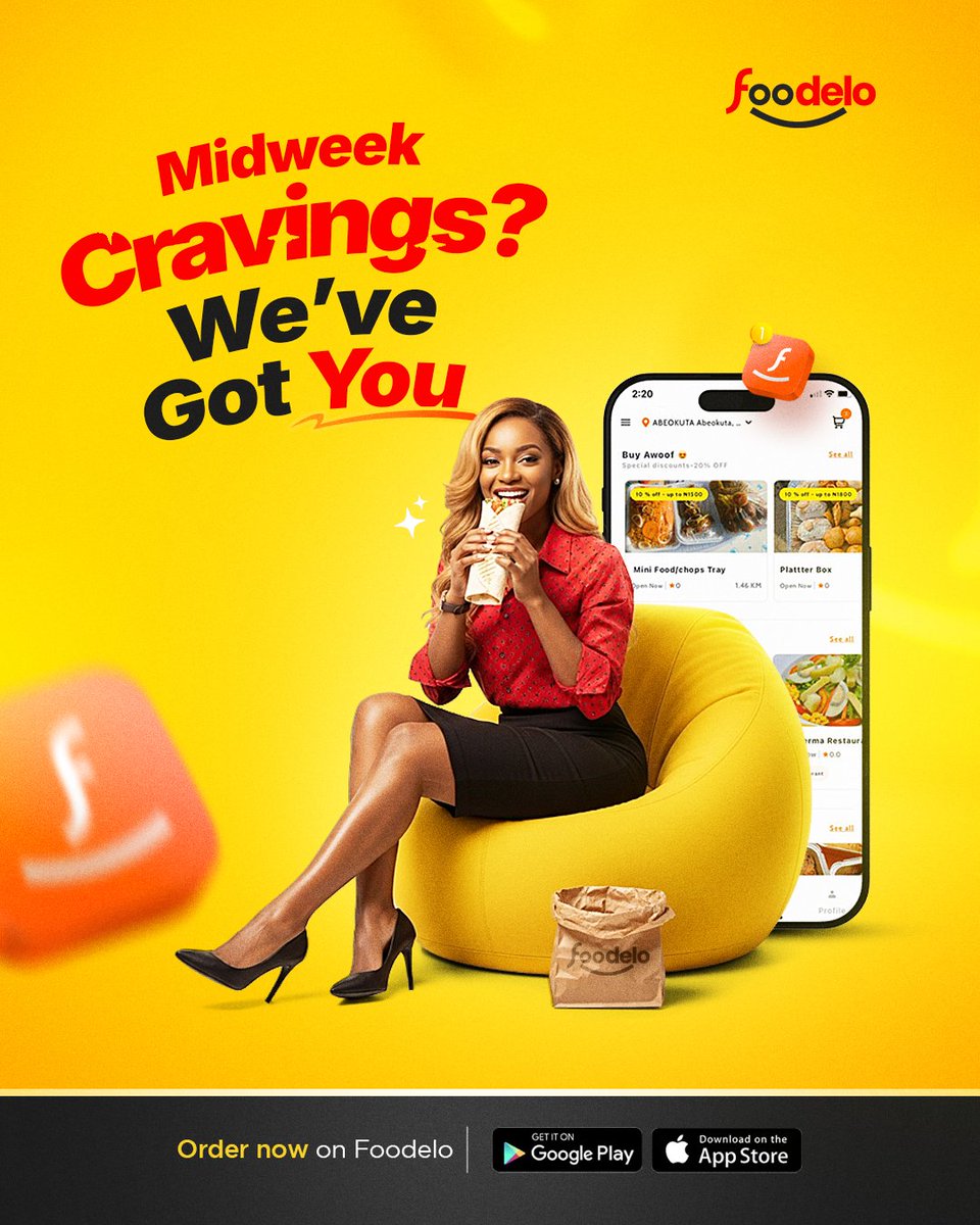 foodelo_ng's tweet photo. Midweek cravings calling? 
Foodelo has you covered with your favorite meals, delivered fast and fresh.
From local delights to your go-to spots, one app does it all. 
Order now on Foodelo. https://t.co/33bbEnjTuN