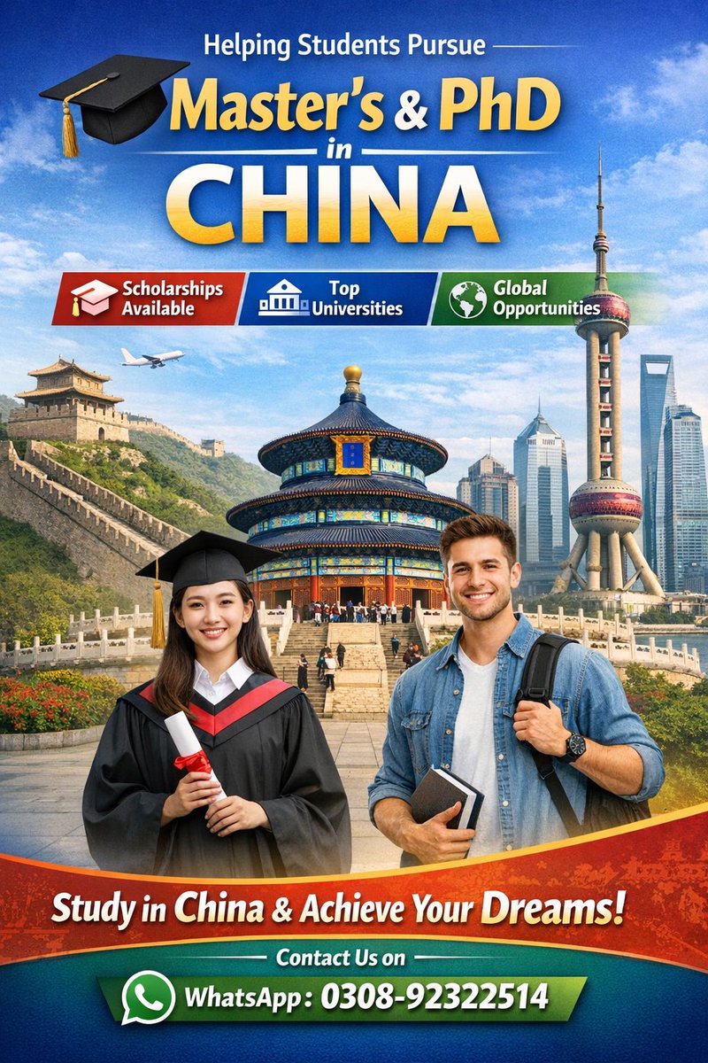 TalhaR24165's tweet photo. #StudyInChina #ChinaScholarship #PakistaniStudents #Scholarships #StudyAbroad #Pakistan #ChineseScholarship #Masters #PhD #AdmissionsOpen #ScholarshipOpportunities #Education #Pakistani #HigherEducation #StudyAbroadPakistan #Pakistan #PakistaniStudents
#PakistanEducation https://t.co/ZNQOFEnImL
