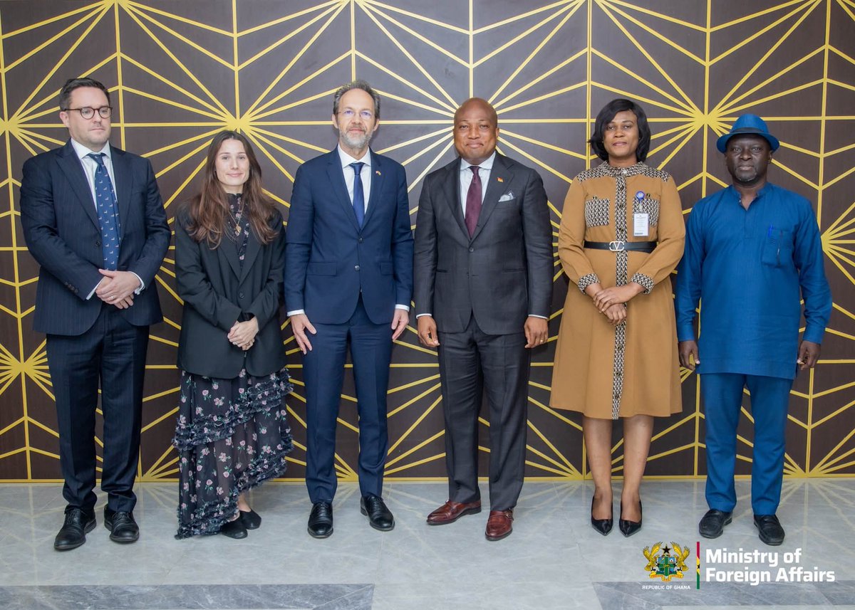 rainbow875radio's tweet photo. Foreign Affairs Minister Samuel Okudzeto Ablakwa hosted UK's High Commissioner, Christian Rogg, at the Ministry of Foreign Affairs, where the two strengthened bilateral ties and identified priority areas for cooperation in 2026, including security, trade, health, and education. https://t.co/CsBYZzqeC1