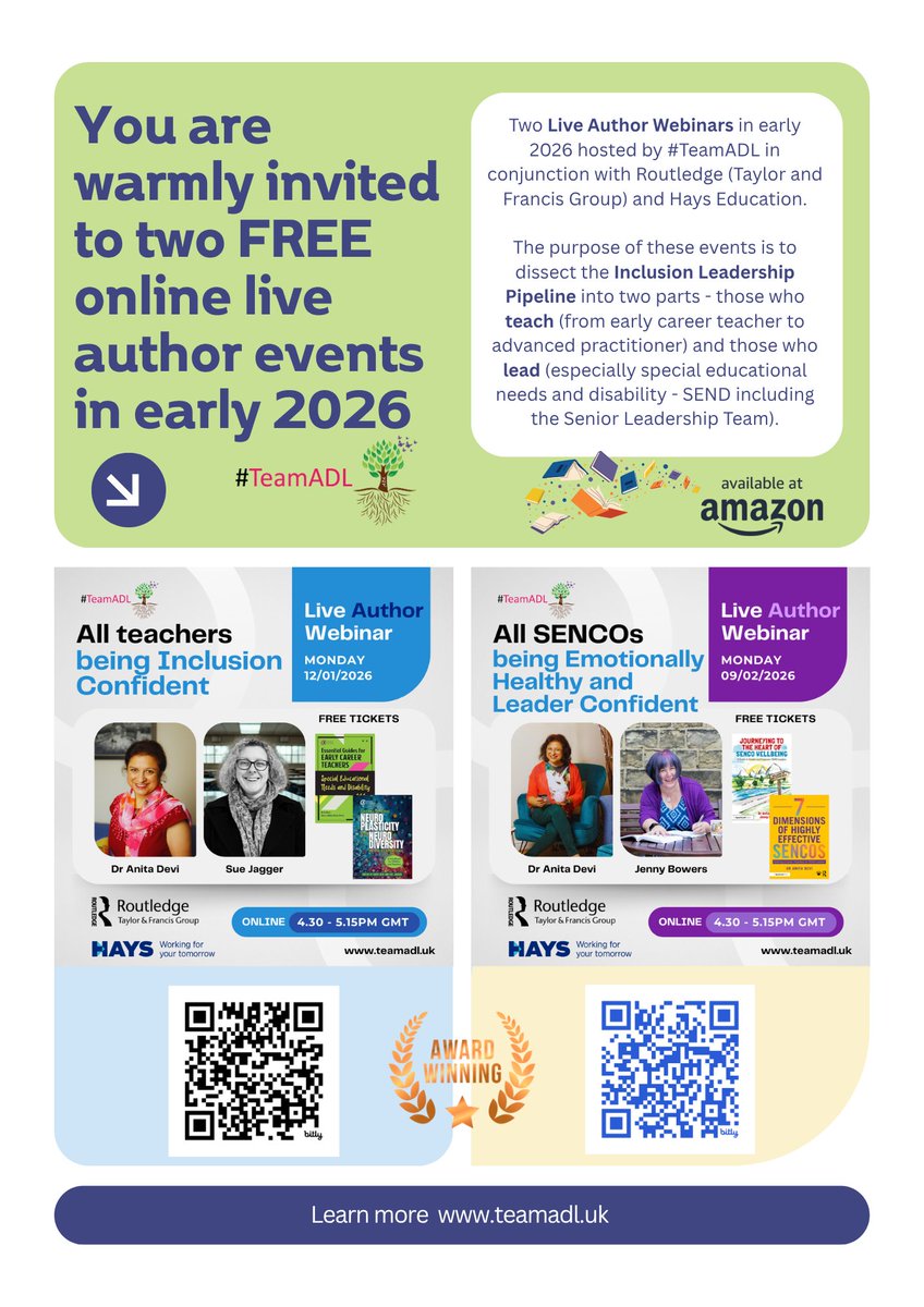 SENCOcoach's tweet photo. 📘 SENCOs, investing in yourself strengthens the support you give others.

Join our #FREE live online Author Event starting next week!

Connect with authors, explore #inclusion &amp; #leadership, and grow alongside your community.

🔗https://t.co/RGvWEcGm5g https://t.co/WDQ4U5bwuf