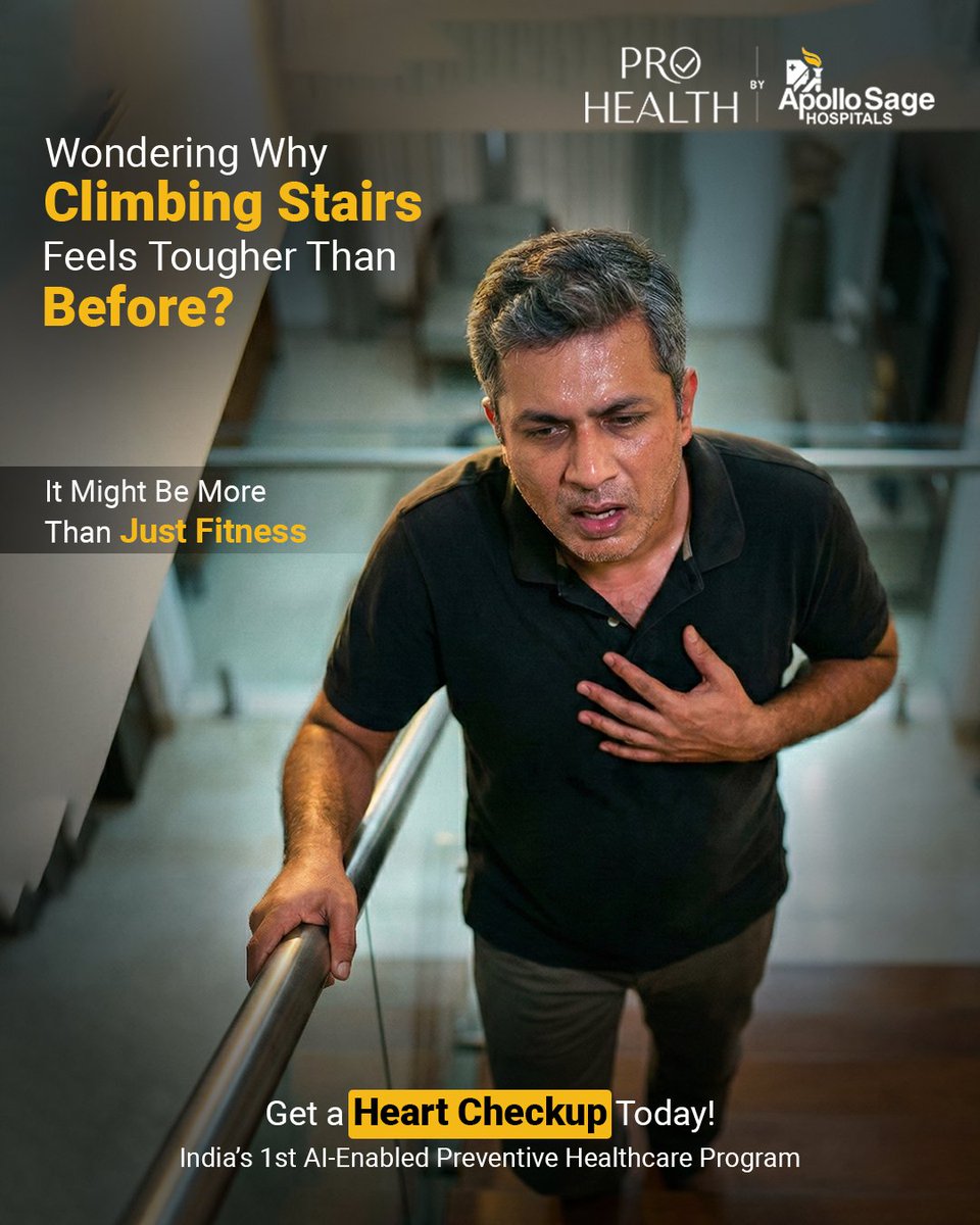 ApolloSageH's tweet image. If climbing a few stairs leaves you breathless, it might not be about fitness alone.

Get a timely #ProHealth #HeartCheckup at #ApolloSageHospitals, Bhopal.

📞0755-4308111

#ApolloProHealth #Breathlessness #TimelyDiagnosis #AIEnabledHealthCheck #BhopalHealthcare #ApolloHospitals