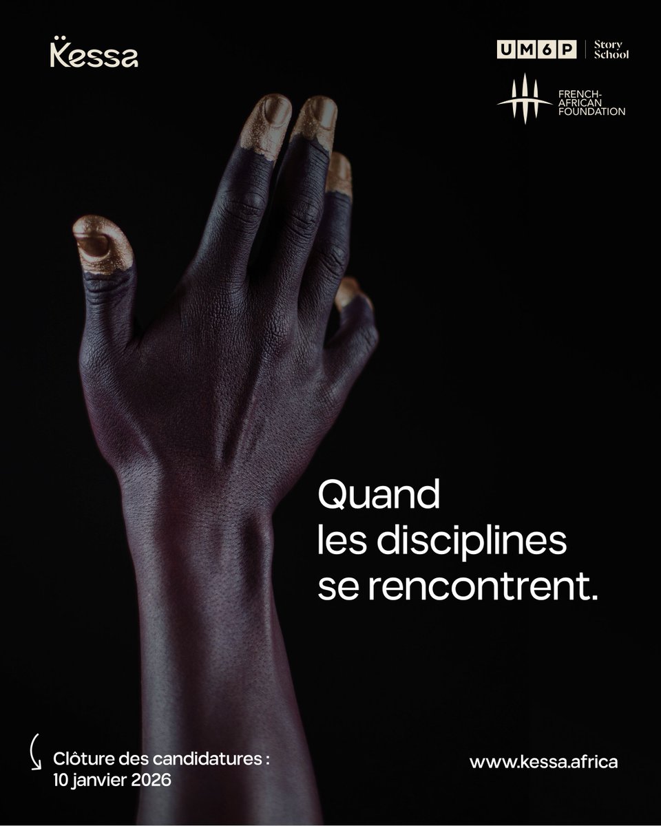 Lorsque les disciplines se rencontrent, les frontières traditionnelles s’effacent et permettent d’explorer des territoires narratifs inédits.

Faites partie des 30 talents à rejoindre #KESSA. 

📅 Deadline 10 janvier 2026
🔗 kessa.africa