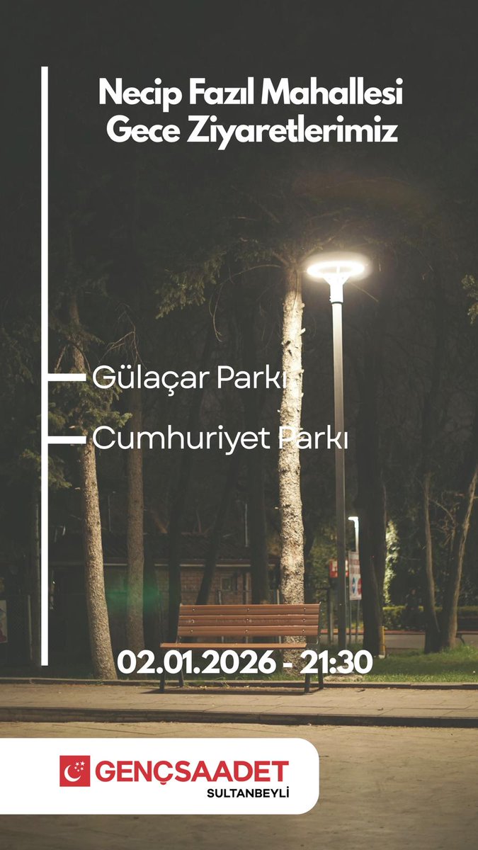 "SOKAKLARA, MEYDANLARA ESKİMEYEN SÖZÜMÜZ VAR!"

Sultanbeyli Gençlik Kolları olarak; Sultanbeyli'mizin 15 mahallesinin bütün parklarını ziyaret edip, genç kardeşlerimizle tanışma faaliyetlerine Necip Fazıl Mahallesi'nde devam ettik.

📍Necip Fazıl Mahallesi