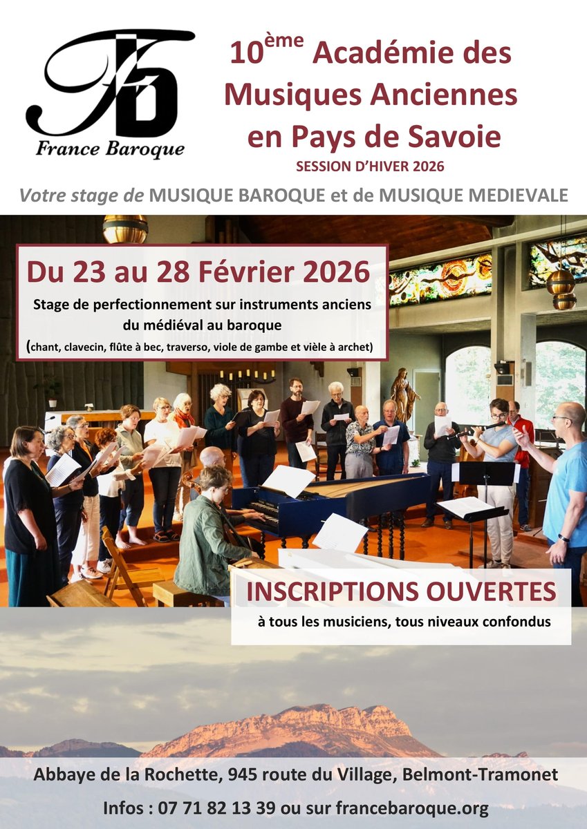 FranceBaroque's tweet photo. 🎶 Il est encore temps de vous inscrire à notre stage de musiques anciennes en Savoie ! 

Clavecin, chant, flûte à bec, traverso, vièle &amp; viole de gambe.  

contact:  francebaroque@gmail.com

   #Baroque #Médiévale #Stage https://t.co/KmHetjRfZe