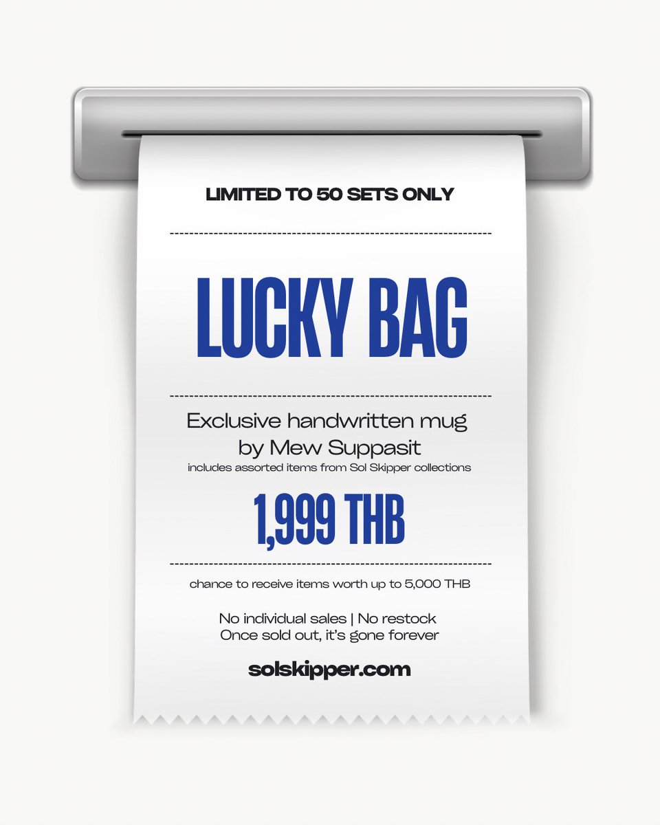 solskipper_th's tweet image. 🎁 LUCKY BAG DROP 🎁

Price 1,999 THB 🤍

order here : solskipper.com

📨 Only 50 sets
No individual sales | No restock

#SolSkipper #SolSkipperThailand #RainbowChaser #FirstEdition