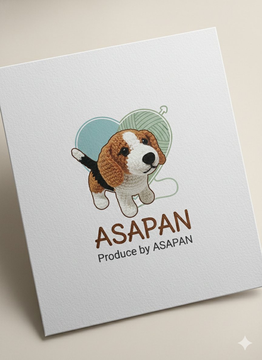 ASAPAN777's tweet photo. 新しくロゴを作りました🐶🌿
​大好きなビーグルと、編み物の温かさを込めたお気に入りのデザインです。
これから「ASAPAN」として、一つひとつ丁寧に心を込めてあみぐるみを作っていきます。
​ぜひフォローして応援していただけたら嬉しいです！
​#あみぐるみ #ハンドメイド #ビーグル #ASAPAN https://t.co/K8DKocwV1T