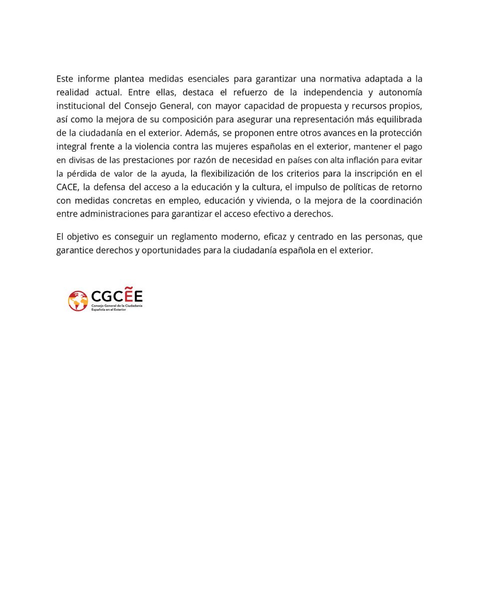 📢El CGCEE presenta propuestas para actualizar el Reglamento del Estatuto de la Ciudadanía Española en el Exterior con la finalidad de mejorar los derechos de nuestros ciudadanos/as.
¡Un paso decisivo para más de 3 millones de españoles fuera de España!
#MigracionesGob #CGCEE