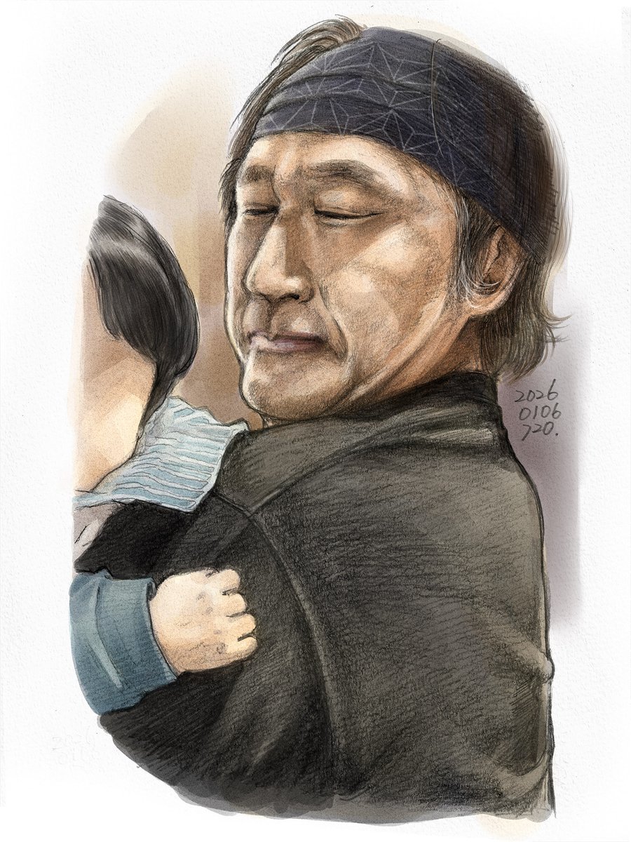 色を塗りました😊 #高岩成二 さん #模写 #似顔絵 #イラスト