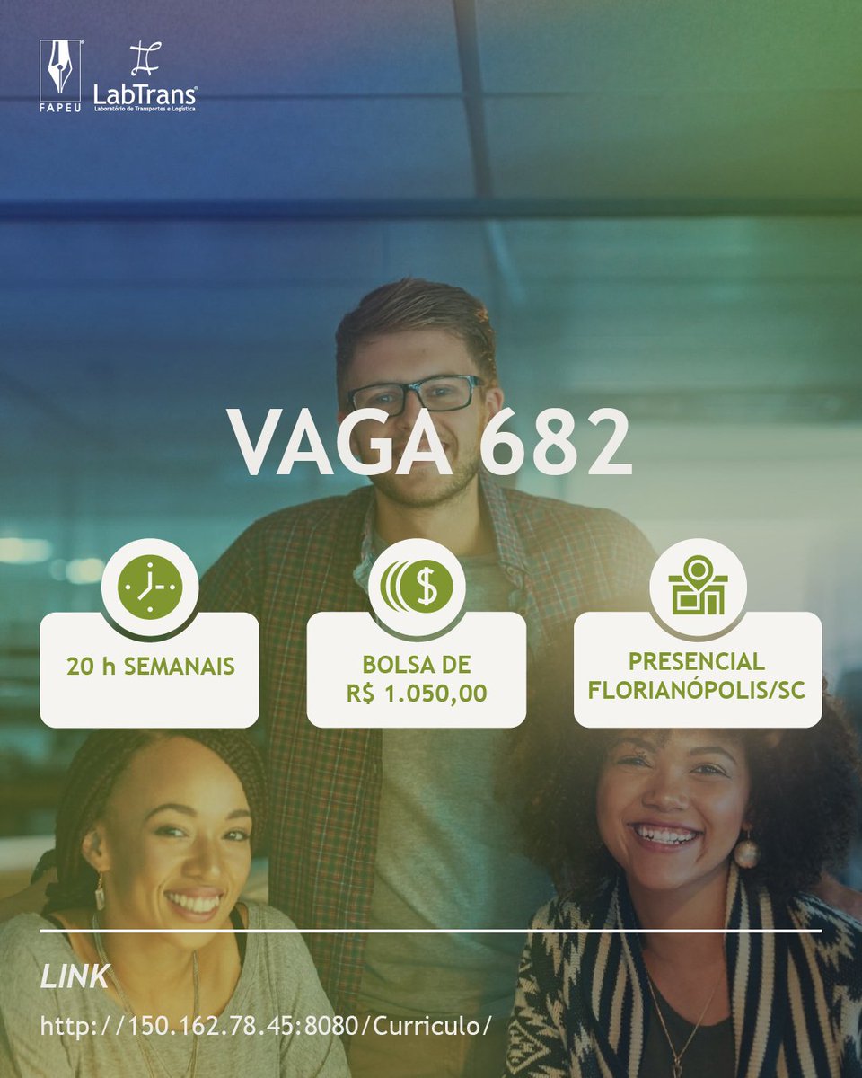 LabtransUFSC's tweet image. 📐 É da Engenharia Civil e busca uma oportunidade incrível? O LabTrans está com vaga aberta pra você!

Estamos recrutando bolsista de graduação para atuar com planejamento e análise de dados no setor aéreo. Se você é estudante de Engenharia e curte números, indicadores e desafios…