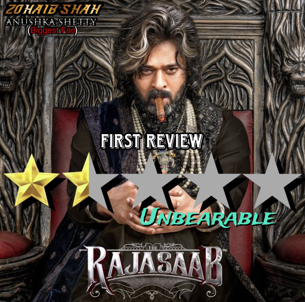 𝙈𝙖𝙧𝙠𝙚𝙙 ✅

#TheRajaSaabFirstReview 1.5/5⭐
𝗨𝗻𝗯𝗲𝗮𝗿𝗮𝗯𝗹𝗲

"A torturous big budget Horror-comedy movie with weak story &amp; poor direction."

#TheRajaSaab (#TheRajaSaabReview)
#Prabhas, #SanjayDutt &amp; #Maruthi...