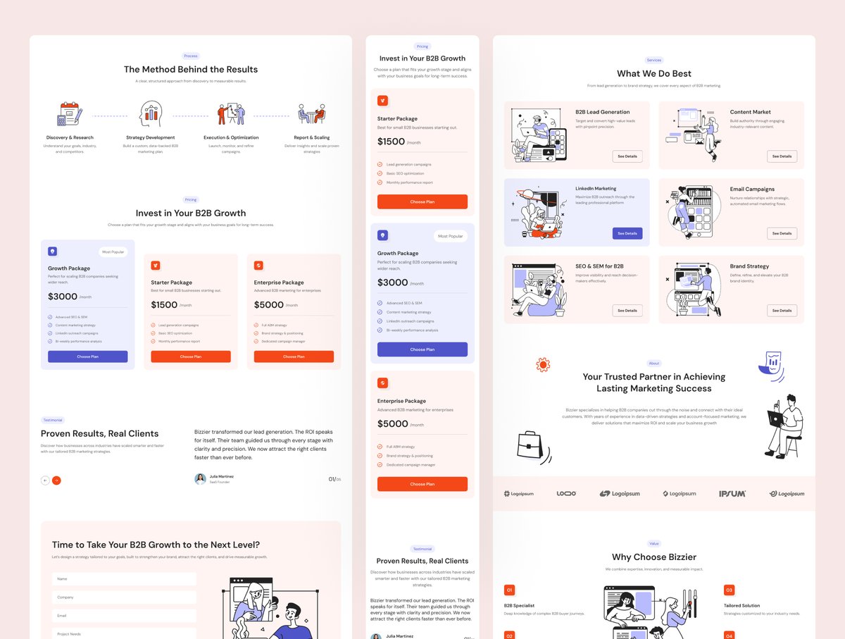 First impressions sell the call. Bizzier – Marketing Agency Landing Page, crafted in <a href="/figma/">Figma</a>, helps you headline your value, frame your services, and showcase results in a layout built to turn curiosity into “Let’s talk.”

View details : peterdraw.studio/product/bizzie…

#figmadesign