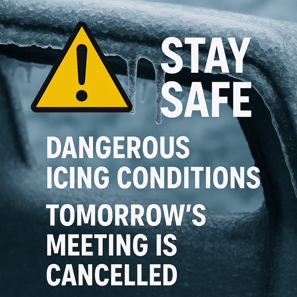 Due to the adverse weather conditions currently affecting the Finch area, the RA committee has decided to cancel tomorrow’s monthly evening. 

We appreciate your understanding and will provide details of the next scheduled meeting in February. In the meantime time stay safe.