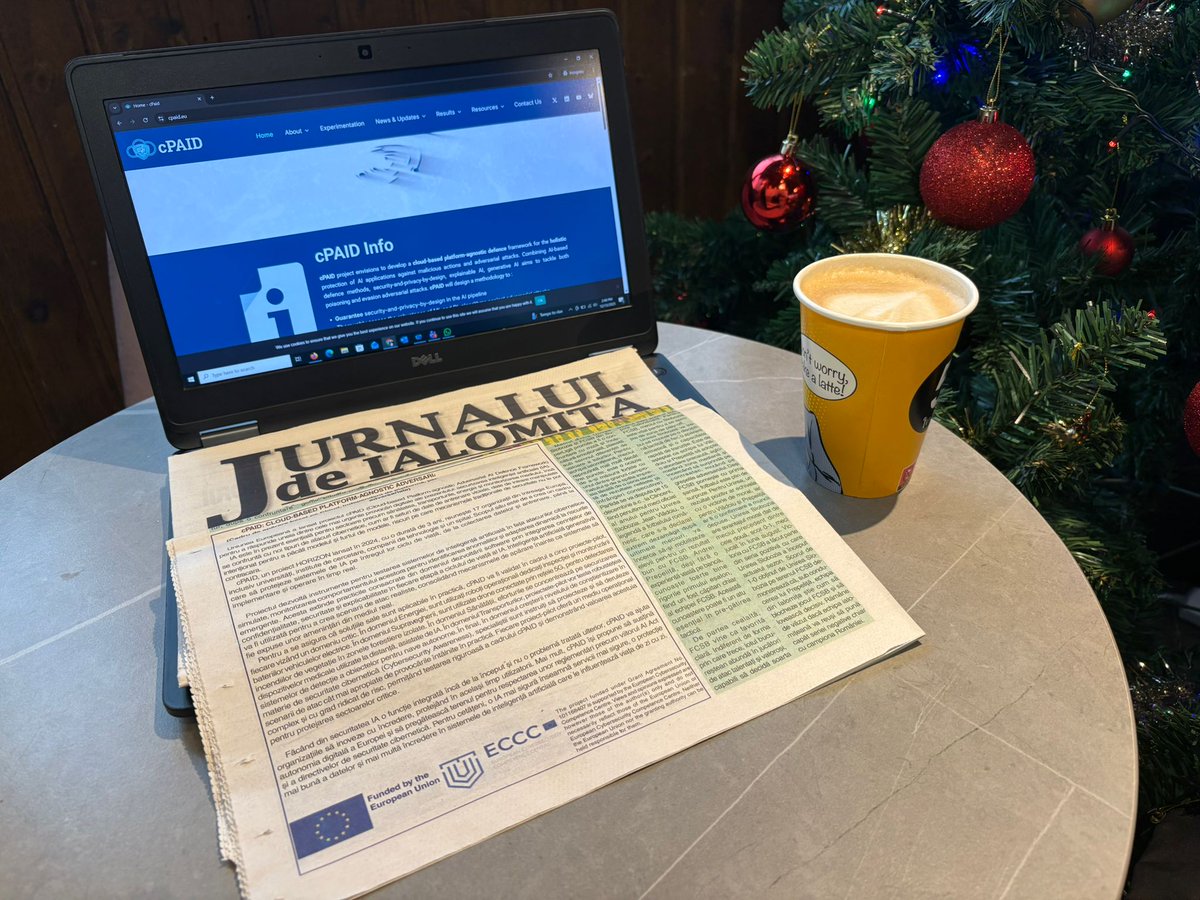 CpaidEUProject's tweet photo. 📰 cPAID in the Romanian press!
Our project was featured in Jurnalul de Ialomița (12 Dec 🇷🇴), highlighting our work on secure & trustworthy AI and defence against adversarial threats.
🔗 https://t.co/CQwEhdiVFn
#cPAID #TrustworthyAI #Cybersecurity #AdversarialAI #EUProjects https://t.co/QYxfhSP4SU
