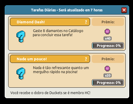 HabboNews_k's tweet image. 🚨 Recebeu algumas dessas tarefas diárias? Pode ficar tranquilo, elas não afetam o seu progresso na conquista "Super Sequência"! - #Habbo 

E aviso: elas NÃO PODEM SER COMPLETADAS. Não gaste diamantes tentando completar a tarefa, não vai funcionar!