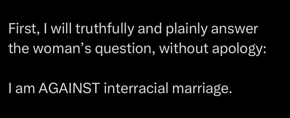 White Nationalist <a href="/JoelWebbon/">Joel Webbon</a> clarifies his stance on Interracial Marriage (Christian women catching strays in the process). Does this revelation surprise anyone at this point? 

2026 is starting off with a bang.