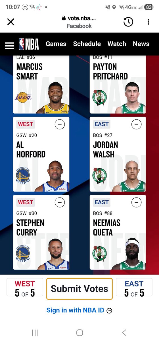 TMacInVT's tweet image. As a @celtics fan this felt like the appropriate way to vote... I would have put KP down instead of Steph but he wasn't an option.