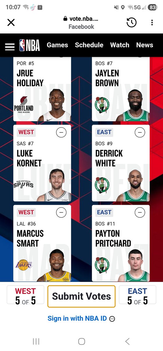 TMacInVT's tweet image. As a @celtics fan this felt like the appropriate way to vote... I would have put KP down instead of Steph but he wasn't an option.