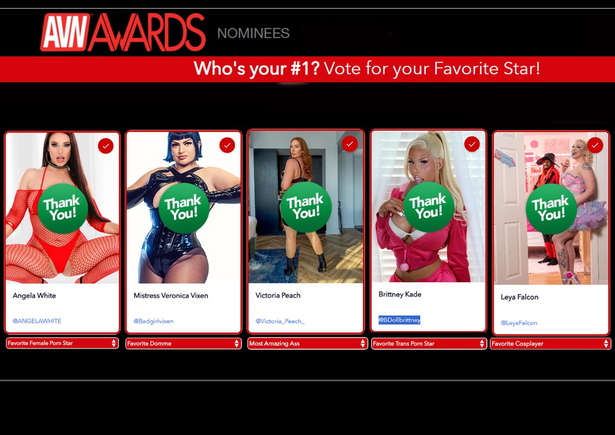 I gooned 🔥, I gooned🤤, I voted ✅for <a href="/ANGELAWHITE/">ANGELA WHITE</a>  <a href="/Badgirlvixen/">Mistress Veronica Vixen♡</a> <a href="/Victoria_Peach_/">Victoria Peach 🍑👑</a>  <a href="/BDollbrittney/">💋Brittney Kade💋</a> <a href="/LeyaFalcon/">Leya Falcon 💕💙🏁</a> 
for the #AVN @AVNawards avn.com/awards/voting/…