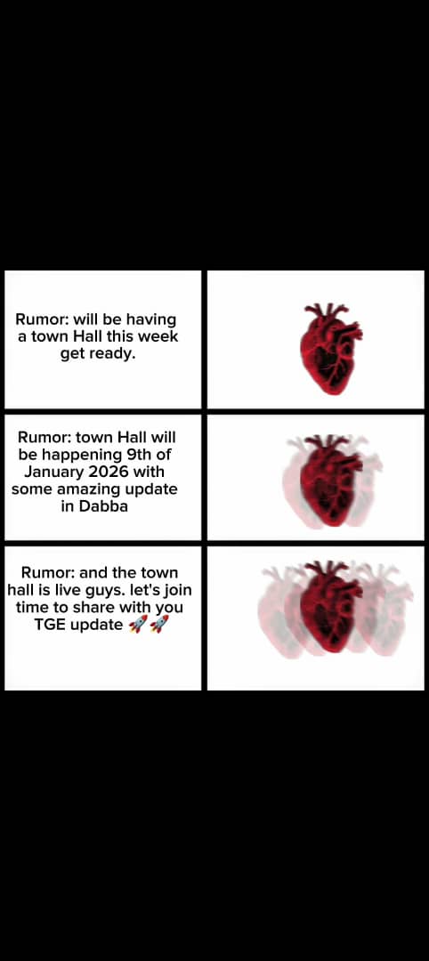 Can't wait for the upcoming townhall 9th of January packed with great update on the state of <a href="/DabbaNetwork/">Dabba Network 🟨</a> and TGE timeline