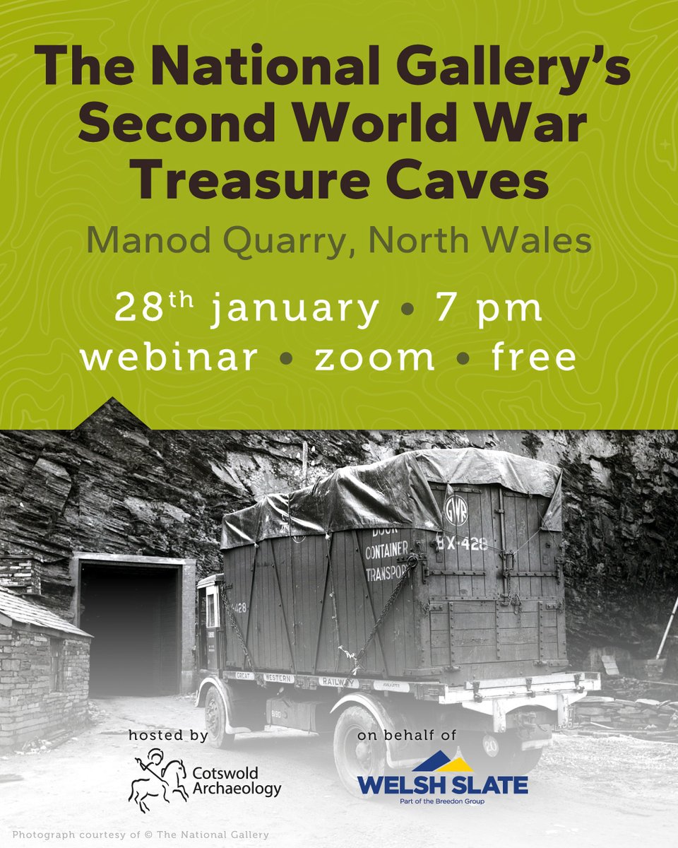 CotswoldArch's tweet image. 📣 𝗨𝗽𝗰𝗼𝗺𝗶𝗻𝗴 𝗪𝗲𝗯𝗶𝗻𝗮𝗿: When #WWII threatened the @NationalGallery's extensive art collection, it found refuge in the most unlikely of places: Manod Quarry, in the breath-taking and remote Snowdonia mountains.

On 𝟮𝟴𝘁𝗵 𝗝𝗮𝗻𝘂𝗮𝗿𝘆, 𝟳𝗽𝗺 Jane Phimester will…