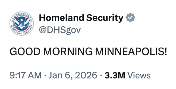 prem_thakker's tweet image. DHS tweeted this yesterday. Little more than 24 hours later, ICE agents just shot and killed a legal observer in Minneapolis.