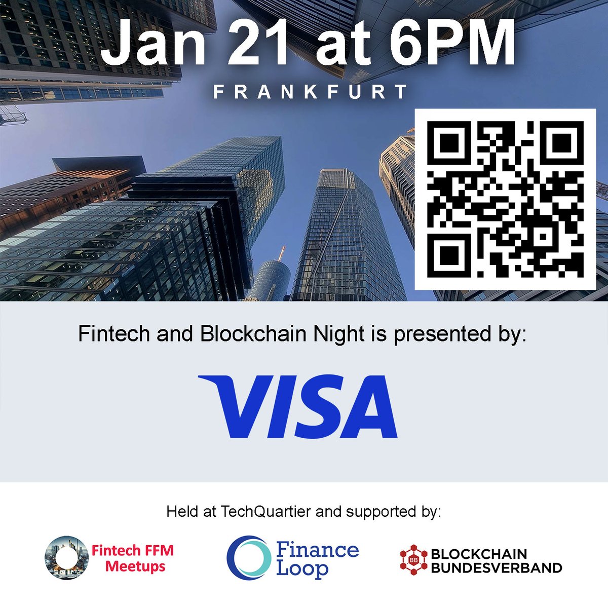 2026 starts with momentum: Fintech and Blockchain Night in Frankfurt.  Powered by @Visa 📍 TechQuartier Frankfurt 📅 Jan 21, 2026 | 6:00 PM 🎟️  Free tickets: https://t.co/AZwYPFC1ZR See you!! 🎉 #payments #crypto  #frankfurt #innovation #fintech ...