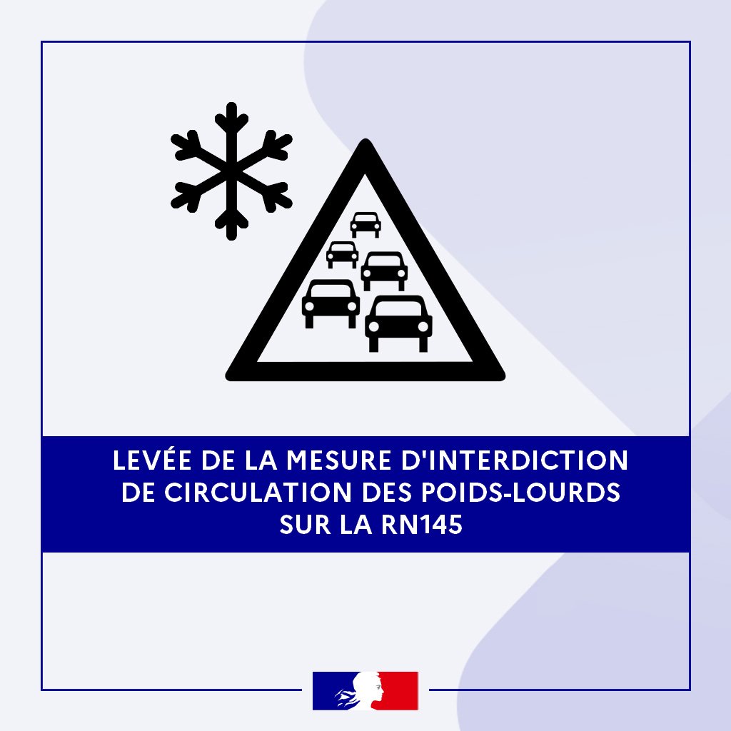 Image de Préfète de la Creuse - ALERTE ‼ Compte-tenu des prévisions Météo France, la mesure d'interdiction de circulation des poids-