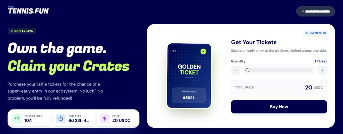 just get 10 ticket for crate sale.

do your own luck with <a href="/protennisdotfun/">Tennis.fun🔺 - Launching Soon</a>.