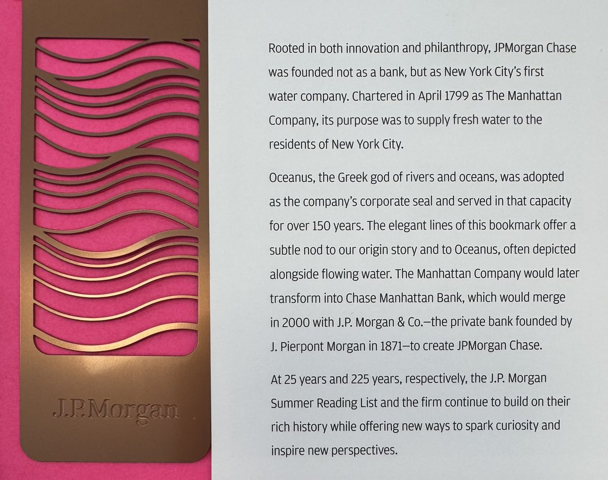 I worked at Bear/JPM for 8 years and I never knew ⁦<a href="/Chase/">Chase</a>⁩ started in 1799 as NYC’s first water company!  I was just stopping by to get more pennies!  #nyc #chase #jpmorgan #water #american250