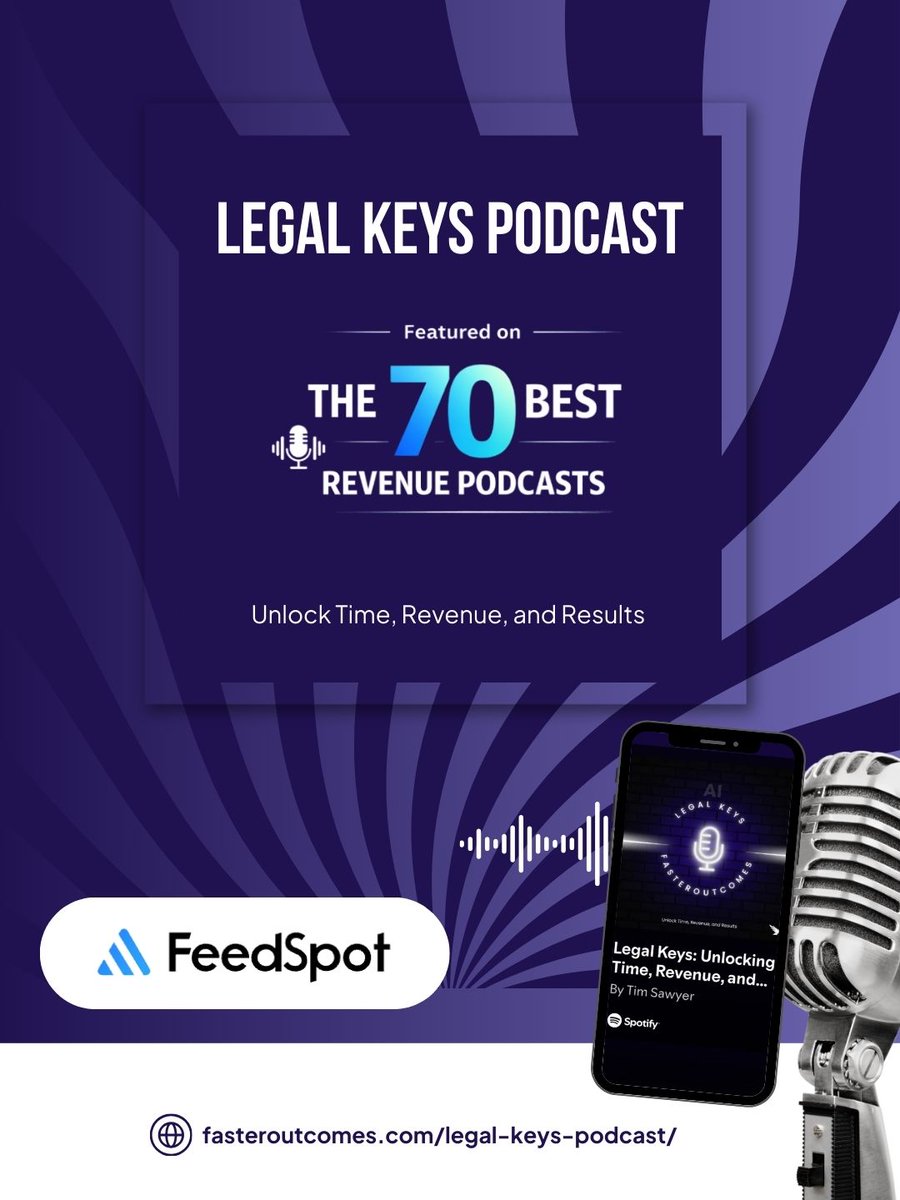 FasterOutcomes's tweet image. 🎙️ Honored to share that Legal Keys Podcast (sponsored by @FasterOutcomes) was named a Top 70 Revenue Podcast by @_feedspot .

🎧 Listen: fasteroutcomes.com/legal-keys-pod…

🔗 Full list: podcast.feedspot.com/revenue_podcas…

#LegalKeys #TopRevenuePodcasts #FasterOutcomes #FeedSpot #Podcast