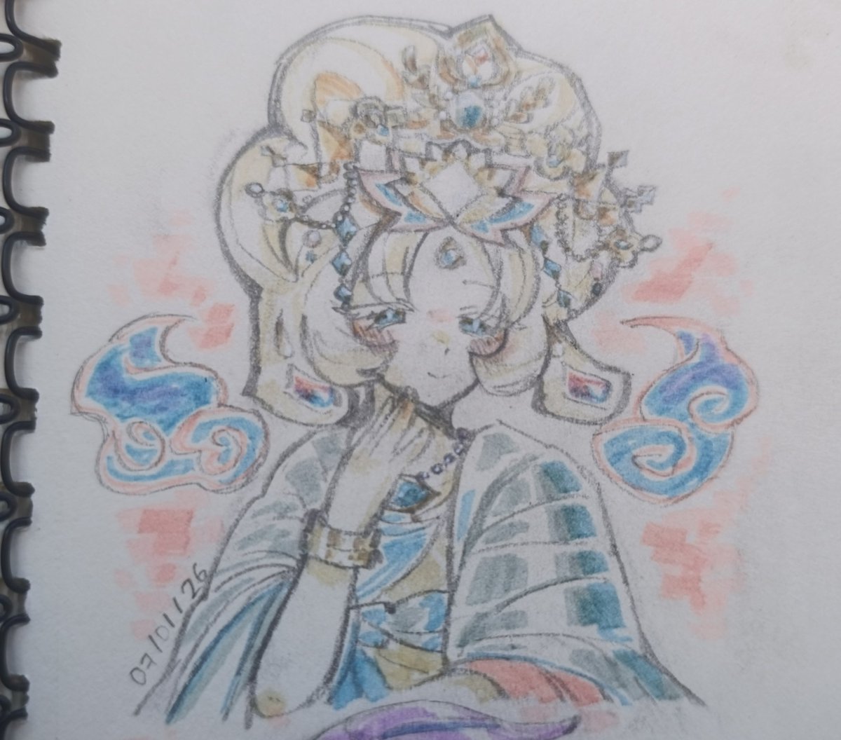 Mint_Linlin's tweet image. Drew Mystic Flour's costume in clases. I'll leave it here

#crk #mysticflour #cookierunkingdom #mysticflourcookie