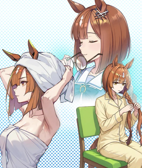 身支度イクノディクタス/Ikuno Dictus ウマ娘用の眼鏡の構造は知らないけどバネで押さえてるんかな