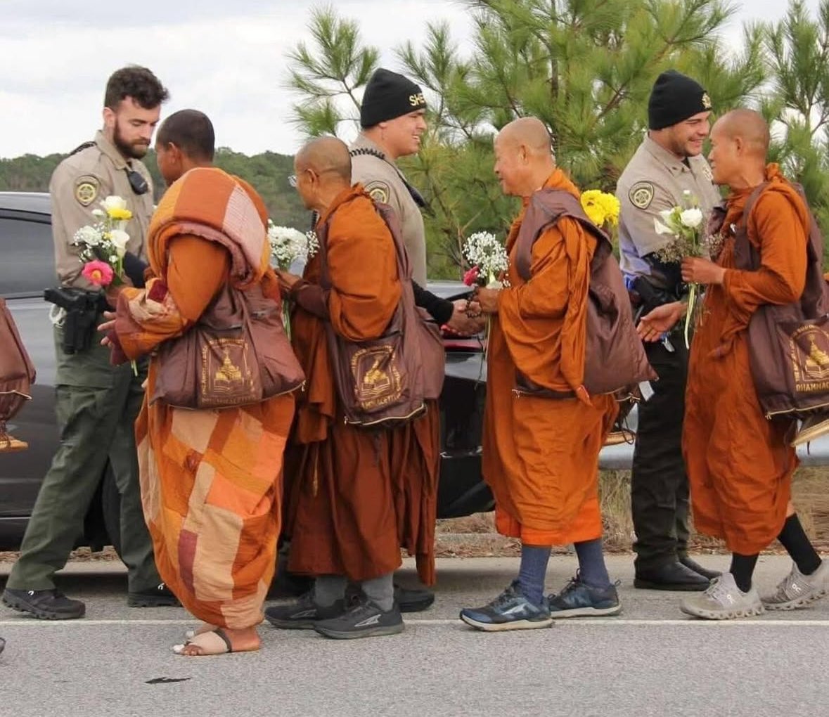 SpockResists's tweet image. The Wilkes County GA Sheriff’s , saying goodbye to the monks as they were going on to South Carolina. 
The Sheriff’s office accompanied the monks and made sure they had a safe journey. 

This is the America to be proud of.