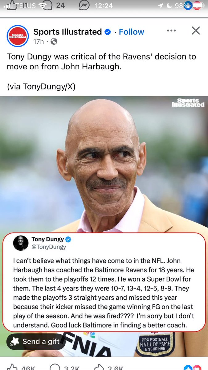 MarkNewBlue's tweet photo. I’m a Steelers fan for life! The ravens made a major mistake in firing their coach. This is a spot on criticism. https://t.co/lQJmUC79Vh