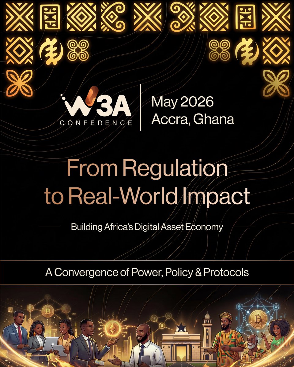 Coming This May 

W3A Conference 2026 lands in Accra this May.
A convergence of regulators, builders, institutions, and protocols shaping Africa’s digital asset economy—practically, responsibly, and at scale.

From policy rooms to real-world systems.
From theory to