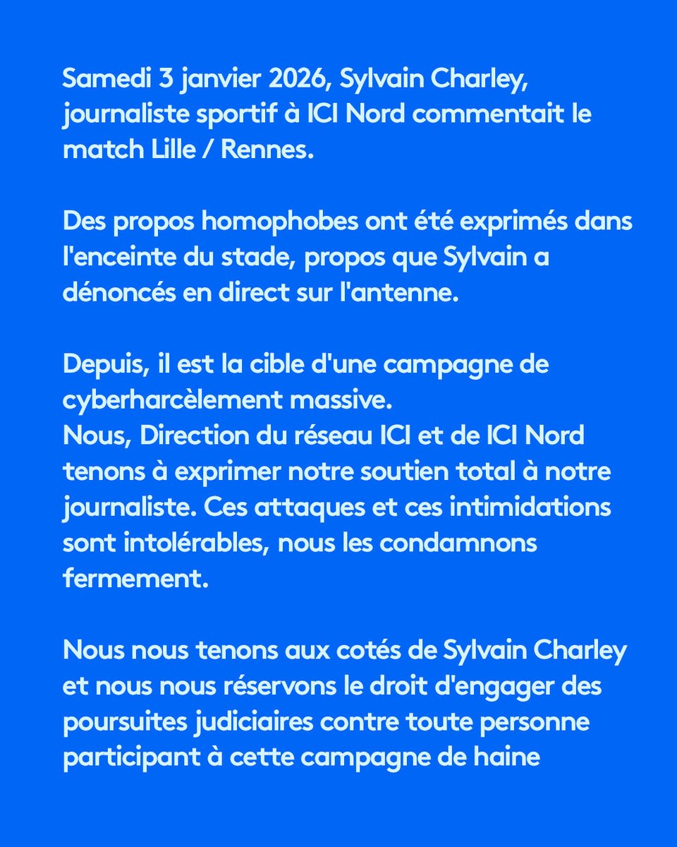 ici_nord's tweet image. Soutien à Sylvain Charley, journaliste sportif à ICI Nord