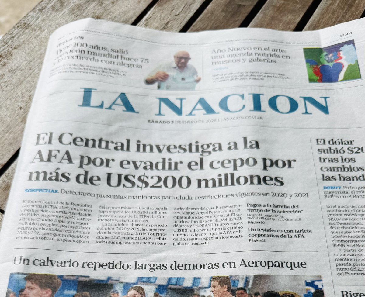 Hola Justicia Argentina, esta era la tapa del diario antes de la captura de Maduro. 
Volvamos a la realidad argentina un rato, qué pasó con la <a href="/afa/">AFA</a>?