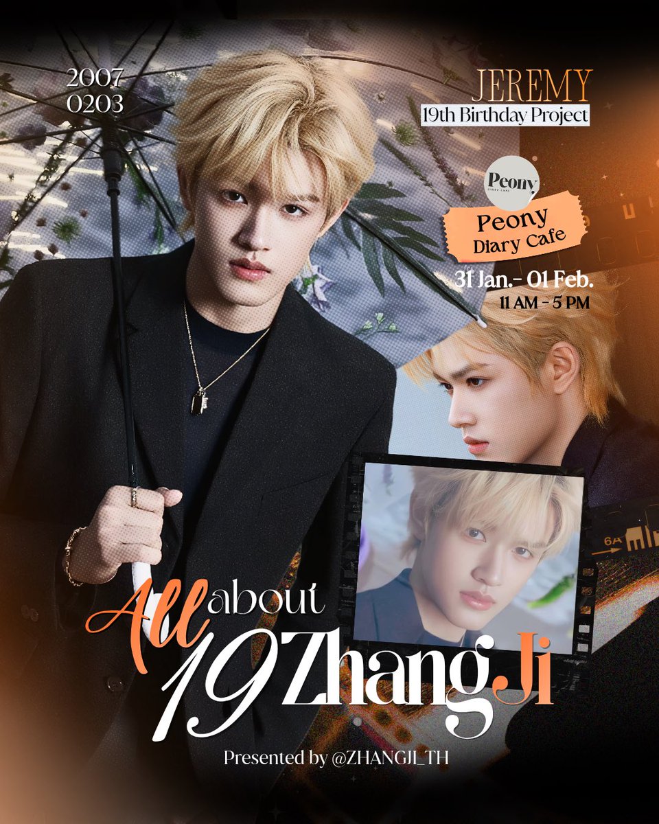 🧡#AllAbout19ZhangJi
𝐏𝐀𝐑𝐓𝟏: 𝐙𝐡𝐚𝐧𝐠 𝐉𝐢 𝟏𝟗𝐭𝐡 𝐁𝐢𝐫𝐭𝐡𝐝𝐚𝐲 𝐂𝐚𝐟𝐞

⟡ 31 JAN - 1 FEB 2026
⟡ 11.00 - 17.00
⟡ PEONY Diary Cafe (<a href="/peonycafe_r/">Peony Diary Cafe</a>)
    BTS Ratchayothin | exit 2

#张极 #จางจี๋ #ZhangJi  
#今天Jer个样 #TOP登陆少年组合 
#登陆少年组合 #TransfOrmProject