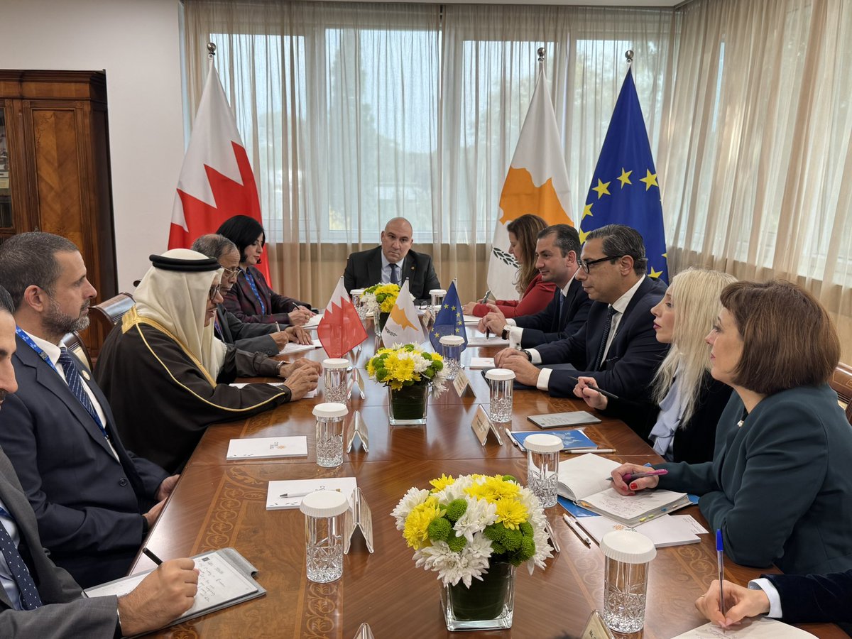 Distinct pleasure to welcome to Cyprus and <a href="/CyprusMFA/">Cyprus MFA</a> my counterpart of the Kingdom of Bahrain 🇧🇭 Dr Abdullatif bin Rashid Al Zayani.

During our meeting, held ahead of the opening ceremony of <a href="/CY2026EU/">Cyprus Presidency of the Council of the EU 2026</a>, we reconfirmed the strength of our excellent bilateral relations, focusing
