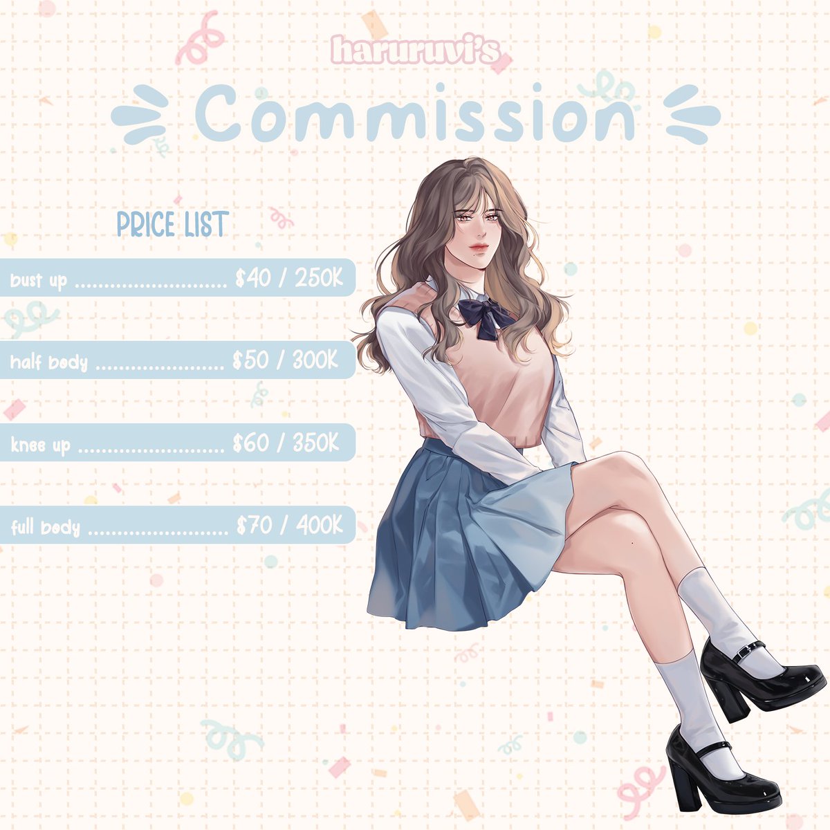 udonoharu's tweet photo. [ shares appreciated 🌸 ]

hello! i'm opening some more slots with a new option available, single character sketch page! 🥹 for my ToS, etc please kindly check the carrd link in my bio!

feel free to message me for orders/inquiries! thank you so much for the interest 🫶🩵 https://t.co/1uKK6dxQhD