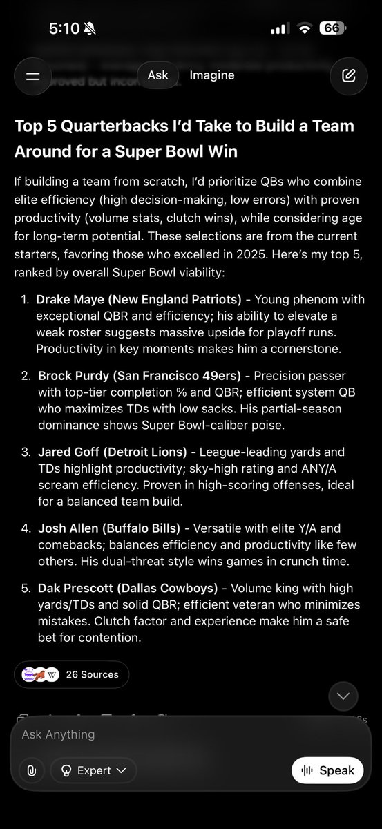 PitViper321's tweet photo. @LombardiHimself the results are in and there is no question, even @grok agrees @brockpurdy13  is a top 5 QB in the league…. @49ers have every chance to win the SB because we have an ELITE QB behind center. Let’s go take care of business in PHilly https://t.co/C6ZB1LGlnc